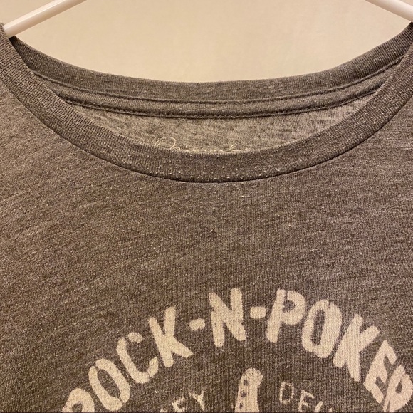 Lucky Brand T Shirt Rock Poker Skulls Men’s Gray Rock & Roll Biker Lg - Picture 4 of 6